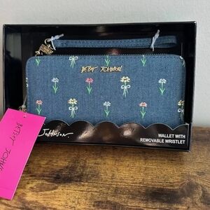 Betsey Johnson Denim Floral Wallet with Wristlet